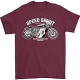 Maglia in jersey prelavato Kustom Kulture Cafe Racer Biker Motorcycle T-Shirt Uomo 100% Cotone, Bordeaux, L