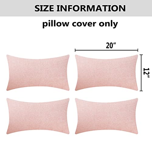 Home Brilliant Linen Pillow Covers 12X20 Oblong Throw Pillowcase Barbie Accent Cushion Cover Lumbar Pillow Covers Set Of 4, 12 X 20 Inches, 30Cm X 50Cm, Baby Pink #TOP4