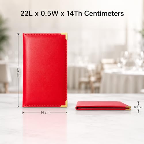 Image of Premium Red Bill Folder - Pack of 6 | PU Leather Restaurant Bill Holder with Golden Corners | Stylish & Durable Check Presenter for Hotels, Cafes & Restaurants