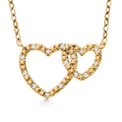 Gem Stone King Heart Necklace for Women | 18K Gold Plated Silver White Lab Grown Diamond Double Open Heart Necklace | Interlocked Heart Pendant Necklaces for Women with 18 Inch Chain