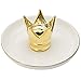 MyGift Ceramic Golden Crown Ring Holder & Jewelry Dish