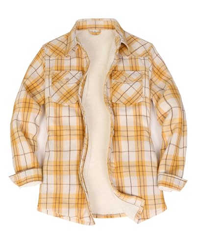 ThCreasa Womens Fleece Lined Shacket Western Plaid Shirt Coat with Pockets