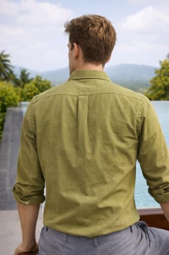 Image of Louis Philippe Men's Cotton Slim Fit Premium Textured Fabric Versatile Solid Easy Care, All Season Adapability Full Sleeve Casual Shirt