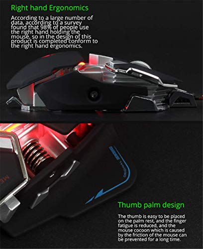 Souris Gaming Gaming Mice Jeu de câbles USB 9 Boutons 4 Couleurs Fond 4000 Dpi Lecteur Optique réglable Souris Ordinateur – Image 6