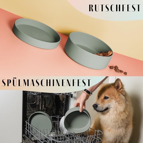 ne&no® Silikon Hundenapf 1200 ml mit Deckel für kleine und mittelgroße Hunde | im Kühlschrank luftdicht verschlossen | Futternapf Hund rutschfest | Fressnapf Hund Set