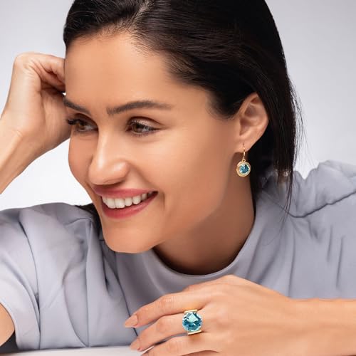 14K Gold Over Sterling Silver Earrings with 4.7 TCW Cubic Zirconia - Artisan Handcrafted Design - Hypoallergenic, Nickel & Lead-free, French Wire Back4