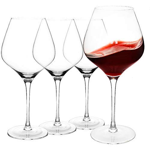 COYMOS Burgundy Wine Glasses 28 Oz, Large Red Wine Glasses Set of 4 - Lead-Free Crystal Clear Glass, Stemmed Wine Glasses, Tall Wine Glass for Parties, Housewarming, Anniversaries, Christmas, etc.