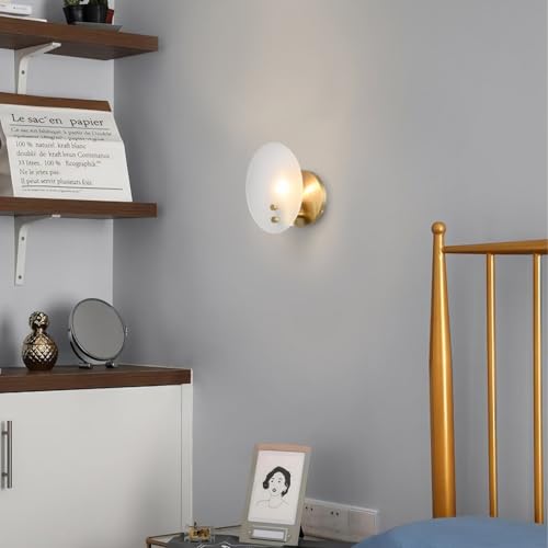 Image of Modern Candle-Inspired Brass Wall Sconces, Room Decor Wall Light Fixture with Oval Style Frosted Glass Shade, Wall Mount Light, Wall Lamp for Bedroom,Living Room, Bedside, Bathroom
