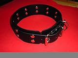 50 mm de ancho. Angel for Pets MJH Beta BioThane® Collar negro, ajustable, 50 mm de ancho, con remaches y remaches (60-66 cm)