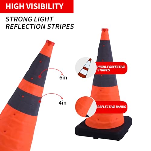 Besea RR 28 Inch In Collapsible Traffic Cones Orange Safety Cones thumb #3