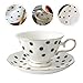 TIDTALEO Polka Dot Coffee Cup and Saucer Set Vintage European Style Ceramic Tea Serving Cups with Plates for Afternoon Tea and Coffee Drinking – Decorative Beverage Mug Set