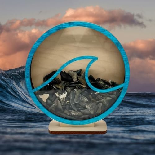 Generic Blue Wave Shadow Box Made in USA for Shark Teeth, sea Glass, agates, etc.