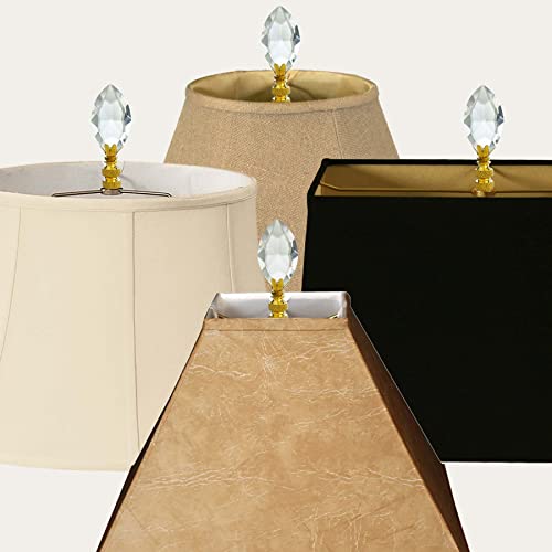 Image of Royal Designs, Inc. Pear Shaped K9 Crystal Clear Finial for Lamp Shade, Polished Brass Base - Pack of 1
