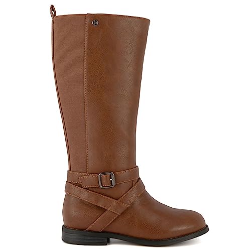 LONDON FOG Girls Brooke Knee High Fashion Boot Zip Up Boot With Fashion Buckle2
