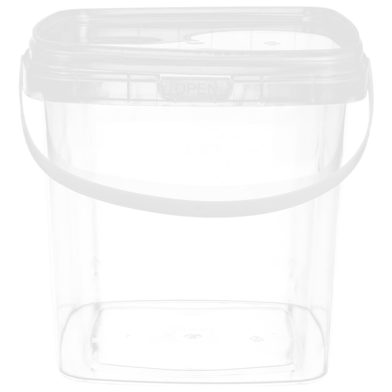ifundom 2L Clear Square Plastic Bucket with Lid and Handle for Food Paint