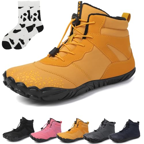 LELEBEAR Barefoot Shoes Men Women Wide Toe Box Winter Cross Trainer Zero Drop Sole Cotton Boots Sneakers,Winter Shoes