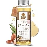 Huile D’Argan BIO Certifiée ECOCERT du Maroc   Anti rides et Nourrissante – 100% Pure 100ml   Soin pour Peau Magnifique et Cheveux Sublime, Pressée à froid et filtrée, Qualité supérieure garantie