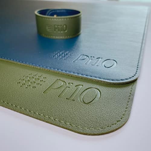 Pi10 Deskpad | Home Office | 80cm x 40cm | Laptop and Computer Mat | Waterproof and Easy to Clean | Dual Sided (Hunter Green and Regal Blue)