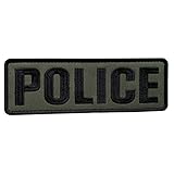 uuKen Embroidery Black and Green Cloth Fabric Police Vest Patch 6x2 inches for Military Police Tactical Vest Jacket Plate Carrier Back Panel (Black and Green, Medium 6'x2')