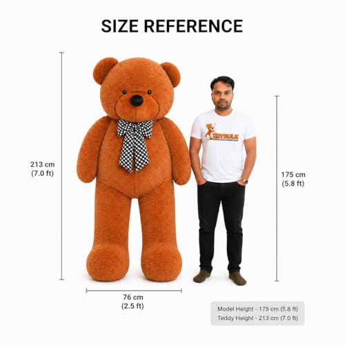 Image of Giant 7 Feet Brown Teddy Bear for Girls | Big Soft Plush Teddy Bear for Birthday, Valentine Gift, Anniversary | Large Size 210 CM Hugging Teddy Brown | Premium Cute Stuffed Soft Toy