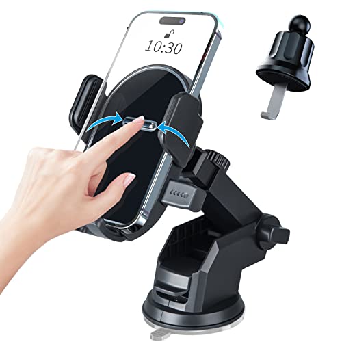 Arcmogo Car Phone Holder Mount, Phone Holder for Car Vent Dashboard Windsheild with Auto Clamp, Sticky Suction Cup and Car Vent Clipï¼Car Phone Mount Support iPhone Samsung and More