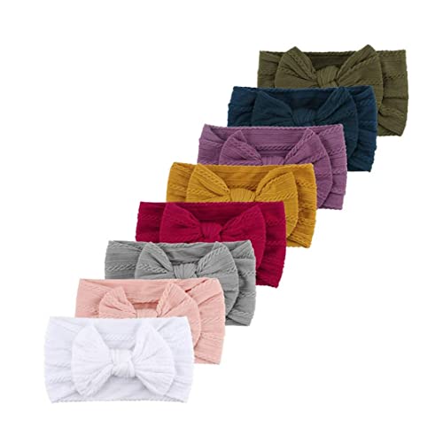 Baby Headbands Newborn Hair Bow Knotted Head Wrap Elastics Hair Accessories,Turban Headwrap with Bow Knot Super Soft Stretchy Elastic,Multicolor Hairband 8PCS Cover