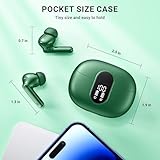 Wireless Earbuds,Wireless Earphones Bluetooth 5.3 in Ear with 4 Mic ENC Calls Noise Cancelling Wireless Headphones Mini LED Display HiFi Stereo 42H Playtime Bluetooth Earbuds IP6 Waterproof Green - Image 8