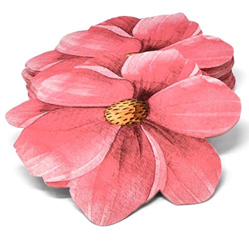 100 Flower Shaped Luncheon Napkins Disposable Paper Napkin Summer Pink Floral Garden Lunch Napkins For Spring Flowers Wedding Bridal & Baby Shower Birthday Dinner Tableware Party Supplies Decorations #TOP1