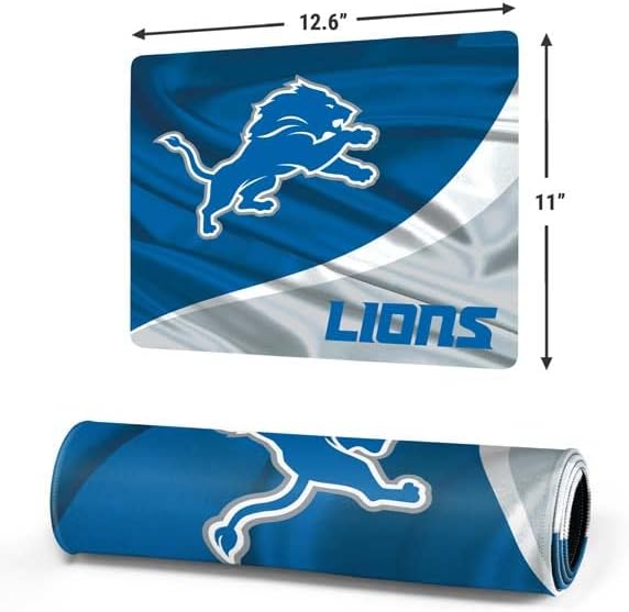 Vista 36 de Skinit Alfombrilla de mouse pequeña para juegos, diseño desgastado con licencia oficial de Detroit Lions con bordes cosidos, impermeable, base