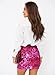 miduo Womens Winter Fashion Sequin High Waist Club Party Shining Bodycon Mini Sequin Micro Skirts Hot Pink L