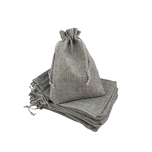 Palmhomee Burlap Gift Bags with Drawstring, 8x12 Inch, Party Wedding Favor Pouches, Jewelry Storage, Mason Jar Wrap, 12 Pack (Gray)