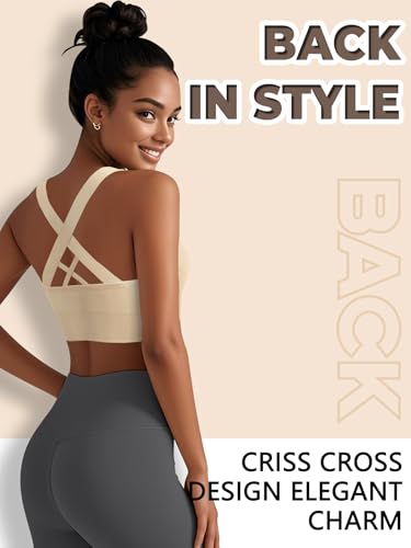 Image of Sports Bras for Women High Support, Multipack Padded Supportive Criss Cross Back Wireless Running Yoga Workout Bra