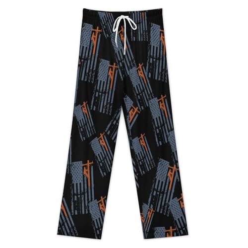 Lineman Flag Classic Mens Pajama Pants Sleepwear Soft Lounge Sleep PJ Bottoms with Pockets3