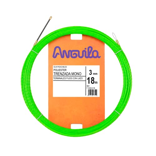 Anguila | Guía Pasacables | Tubos Estrechos | Fijos con Lazo | Poliéster Trenzado | Color Verde | Diámetro 3mm | 18 metros