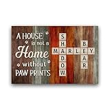 GIFTYGIFTS Personalized Crossword Art - House Is Not Home Without Paw Prints Colorful Palette Crossword Puzzle Art Personalized Poster, Custom Scrabble Tiles For Wall, Crossword Name Puzzle Wall Decor, Pet Lover Gifts
