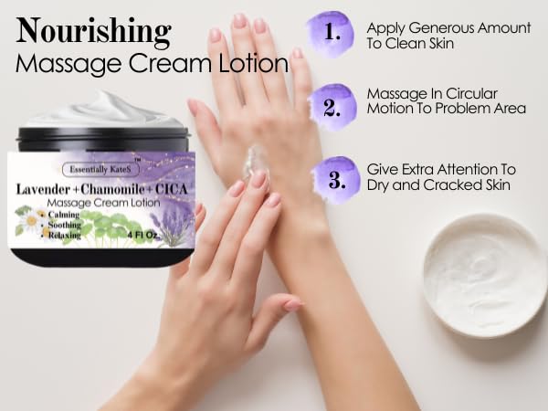 Image of Essentially KateS Lavender + Chamomile + CICA Cream Lotion 4 Fl Oz - Calming, Soothing, Relaxing, Hydrating.