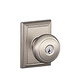 SCHLAGE F51A AND 619 ADD Andover Knob with Addison Trim Keyed Entry Lock, Satin Nickel