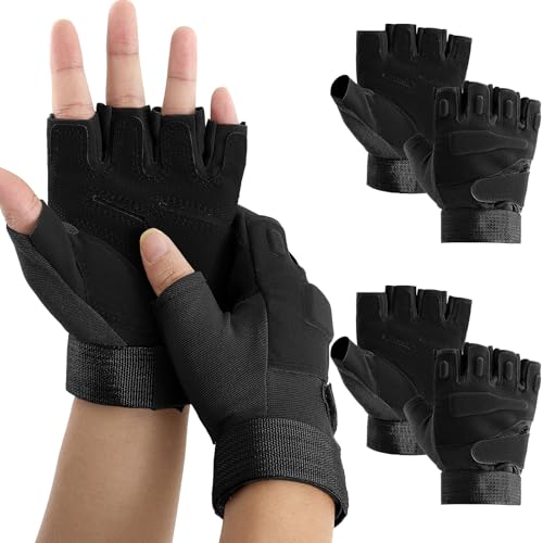 Teenyyou 2 Pairs Directors Showcase Color Guard Gloves Fingerless Colorguard Gloves Adjustable Wrist Strap for Color Guard Flag Pole and Sports(Black Small)