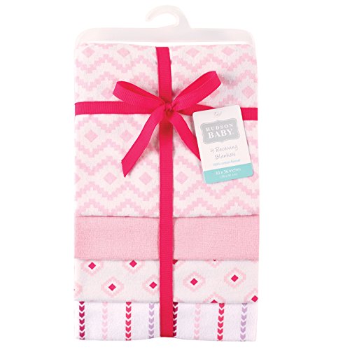 Image of Hudson Baby Unisex Baby Cotton Flannel Receiving Blankets, Girl Modern, One Size