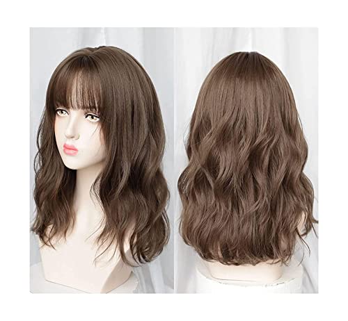 XXZY Damen-Echthaar-Perücken, große Welle, lockig, synthetische Kurze Perücken, geeignet für Damen, Party, Cosplay, natürliche hitzebeständige Faserperücken Cover