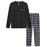[MoFiz] パジャマ メンズ ルームウェア 上下セット 吸汗通気 長袖 寝間着 グレンチェック カジュアル スウェット 部屋着 秋 初冬 春 薄手