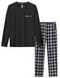MoFiz Men's Pajamas Plaid Sets Sleepwear Long Sleeve Shirts and Pants Lightweight Soft Mens Pjs Lounge Set...
