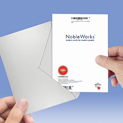 Nobleworks - 1 Happy Birthday Greeting Card Funny - Cartoon Comic Humor, Celebrate Birthdays Notecard - Unicorn Hat C7248Bdg #TOP7