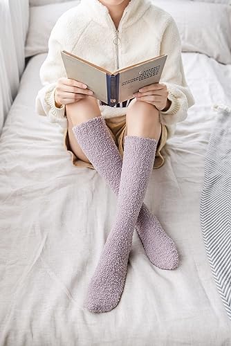 6 Pairs Fuzzy Socks for Women, Soft Cozy Fluffy Plush Stocking Super Warm Thick Winter Sleep Socks Microfiber Slipper Cabin Fleece Socks for Home Indoor Christmas Socks3