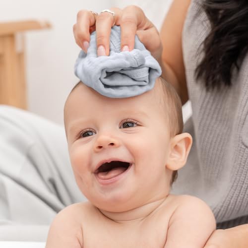 image for Comfy Cubs Muslin Baby Washcloths 10 Pack - Soft 6-Layer Cotton Wash C
