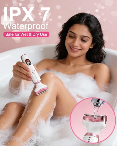 Image of Bikini Trimmer for Women Private Part 4-in-1 Women Body Trimmer with LED Display, Waterproof Trimmer for Lady, Rechargeable Cordless Painless Hair Remover for Face, Bikini, Underarms & Body