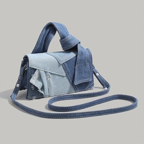 Small Square Bag for Women, Denim Patchwork Trendy Mini Purse Shoulder Bags, Color Block Casual Clutch Handbag4