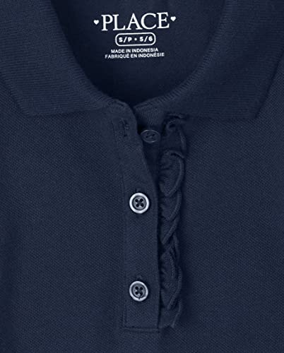 The Children's Place Girls Short Sleeve Ruffle Pique Polo,Tidal 5 Pack,L (10/12)2