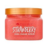 Tree Hut Strawberry Shea Sugar Scrub, Exfoliating, Hydrating & Moisturizing Body Scrub with Shea Butter & Nourishing Essential Oils, Smooth & Soften Skin, 18 oz