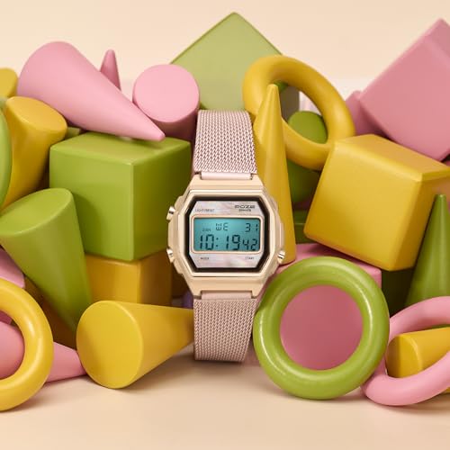 Image of Sonata Poze 8 Quartz Digital with Pink Dial Pink Mesh Strap Watch for Women - SP80170WM01W